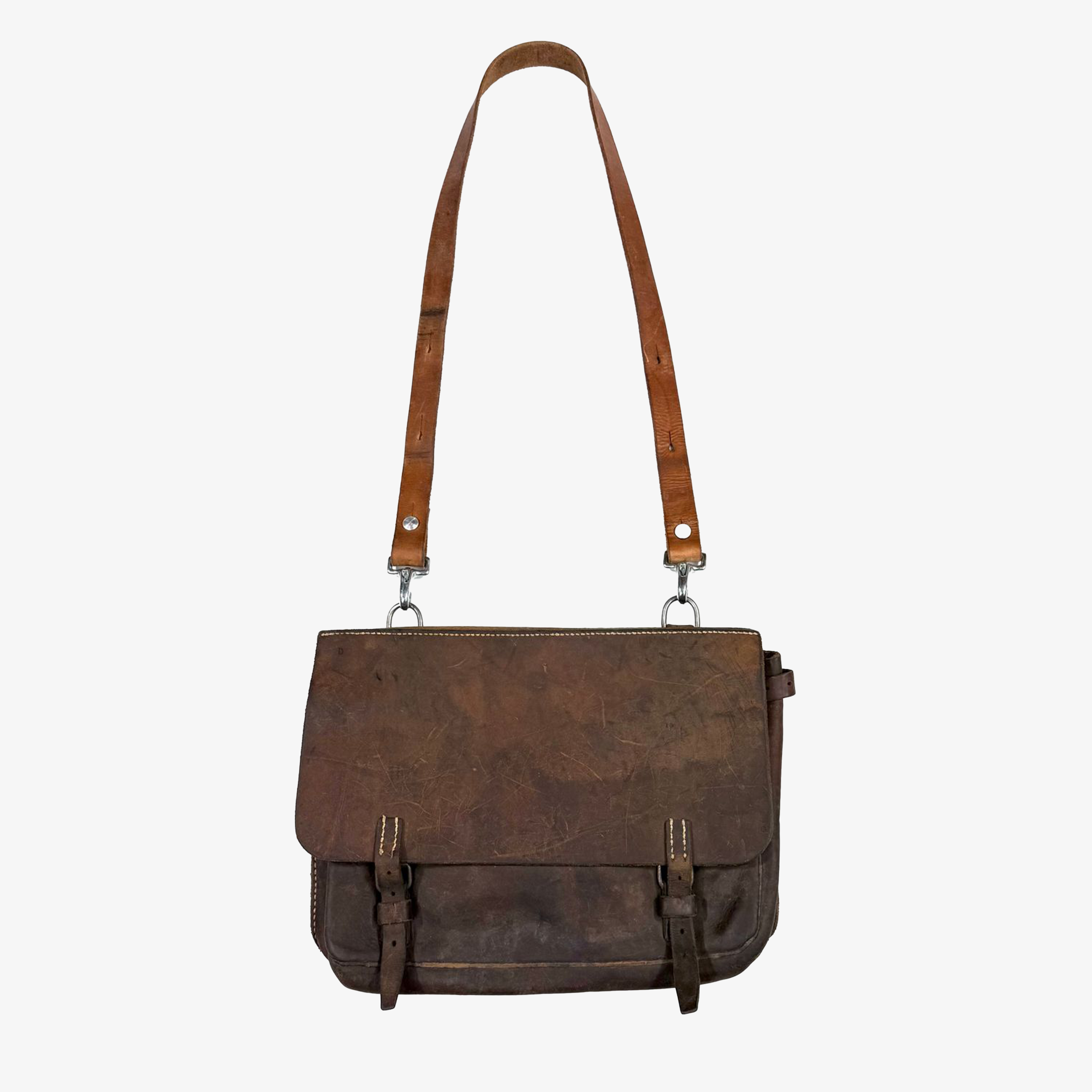 1930S-1950s Swiss Army Military Leather Shoulder Bag